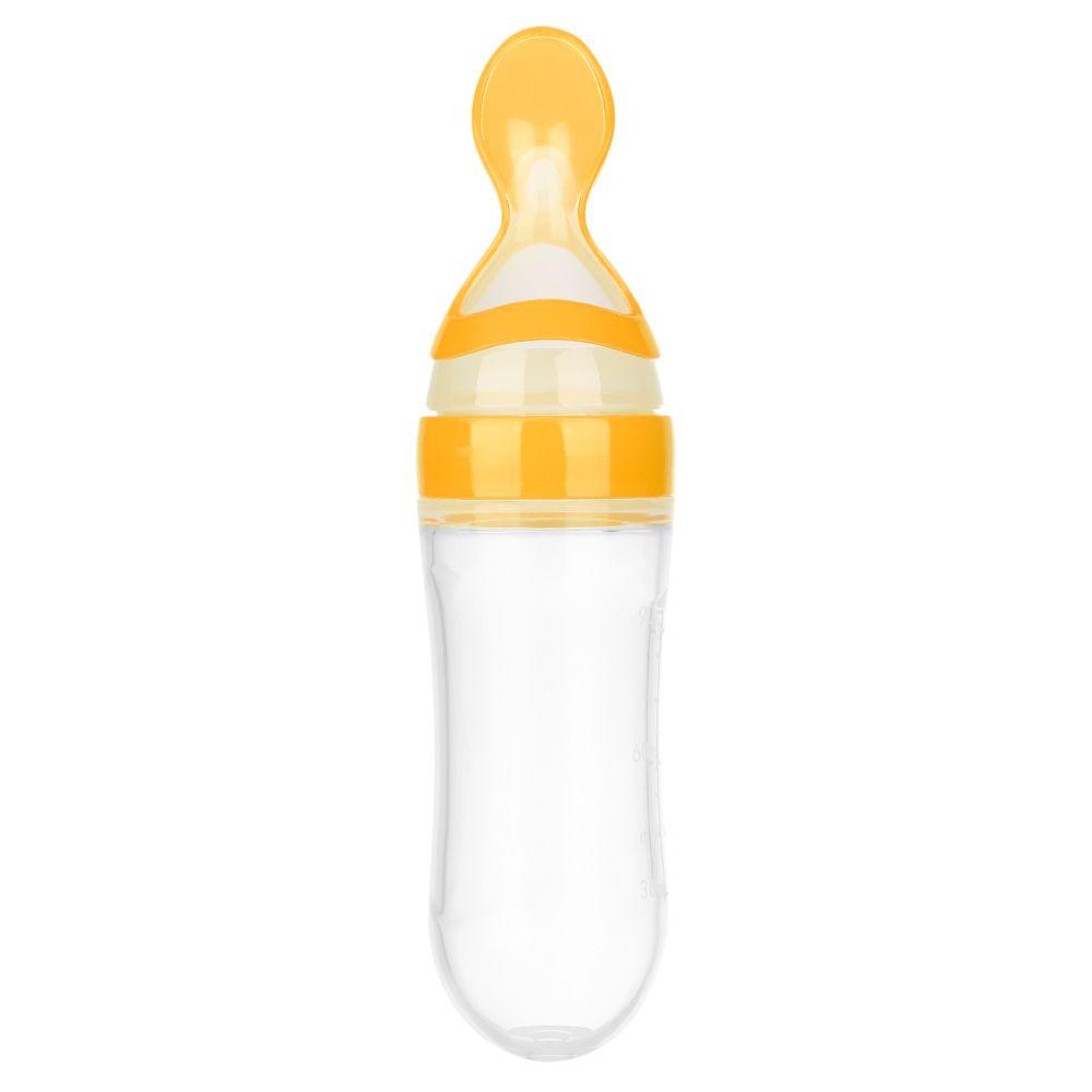 New Fashion Squeeze Silicone Feeding Bottle Food Rice Feeder Milk Bottle With Spoon