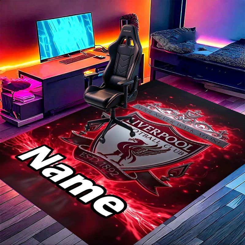 Custom Name Personalized Football team F.C Print Carpet, Versatile Home Decor Rug, for Playroom, Apartment, Balcony, Entryway, Hallway Gift