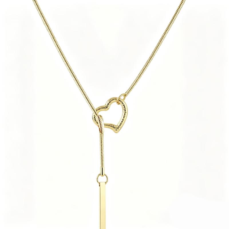 Colorful Love Double-layer Necklace, Niche Style Y-chain Collarbone Chain, Stainless Steel Does Not Fade