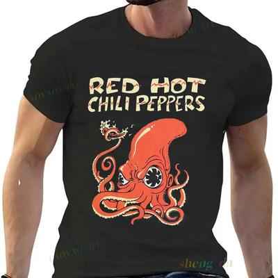 Футболка Anthony Рок-группа Streetwear Харадзюку Футболка Red Hot Chili Peppers Огненный Кальмар Графическая футболка Унисекс Женская одежда
