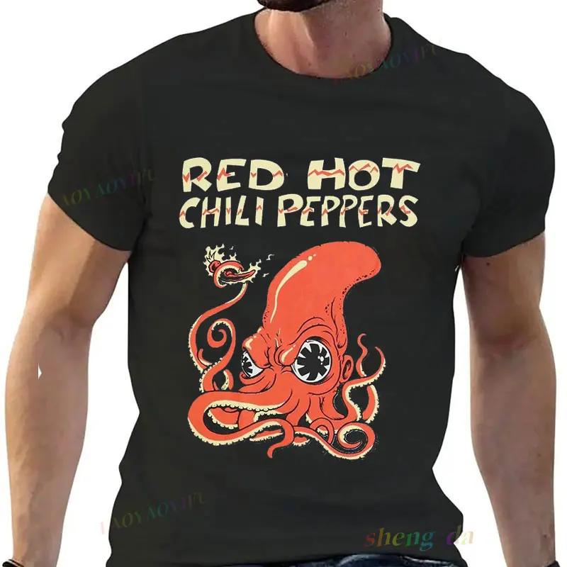 Футболка Anthony Рок-группа Streetwear Харадзюку Футболка Red Hot Chili Peppers Огненный Кальмар Графическая футболка Унисекс Женская одежда
