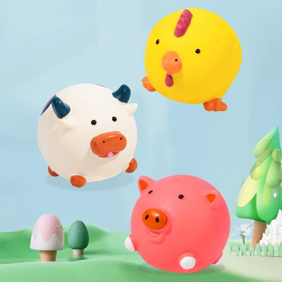 Мяч для животных Собачья игрушка Латексная Пищащая Свинья Цыпленок Корова Собака Игрушка-грызун Интерактивная игрушка для дрессировки собак для игры в бросание и ловлю