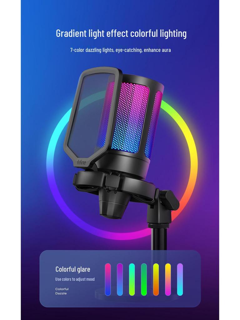 Микрофон Fifine Radiance A6 RGB для записи на настольный компьютер и телефон