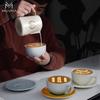MUVNA Ceramic Latte Coffee Cup 280ml/Cups for Latte,Hot Tea,Cappuccino,Mocha,Cocoa,White/Cup and Saucer Set/Coffee and Tea Tools
