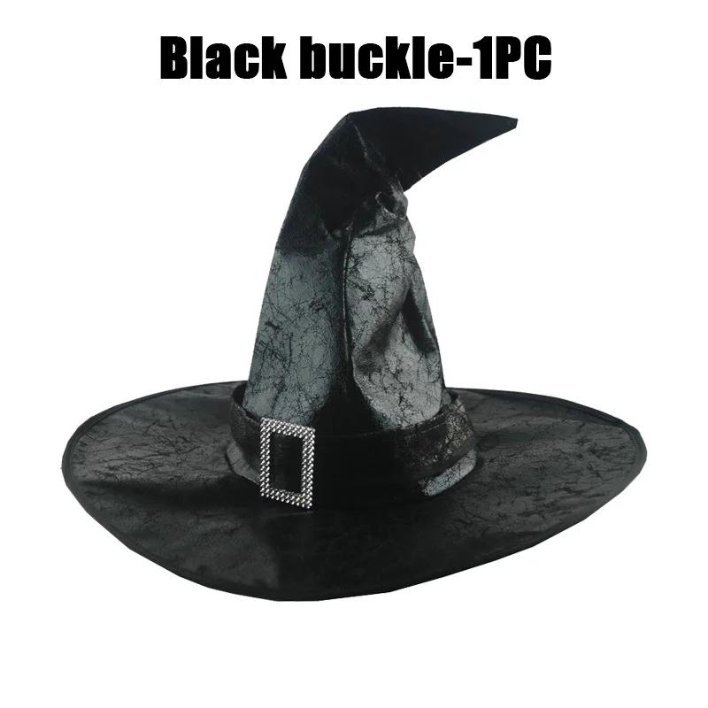 Хэллоуин складки ведьма волшебник черная шляпа вечерние косплей костюм головные уборы кепка дьявола реквизит украшения поставки для взрослых женщин мужчин