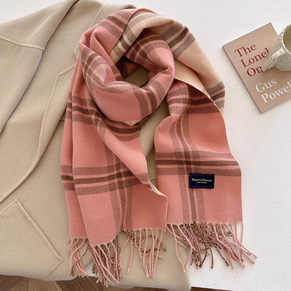 Autumn New Style Imitation Cashmere Simple Striped Scarf Fashionable Warm Couple Student Scarf Thickened Shawl