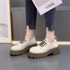 Women's Shoes Soft Leather New Versatile Lace-up Small Leather Shoes Platform Sole Retro Thick Heel Single Shoes