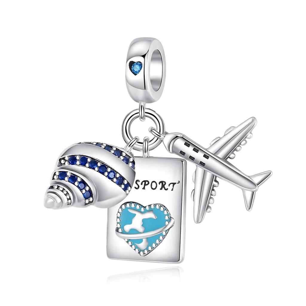 Copper Travel Series Suitcase Camera Airplane Hat Charms Fit Original Snake Chain Bracelet Diy For Women Jewelry Making Gift