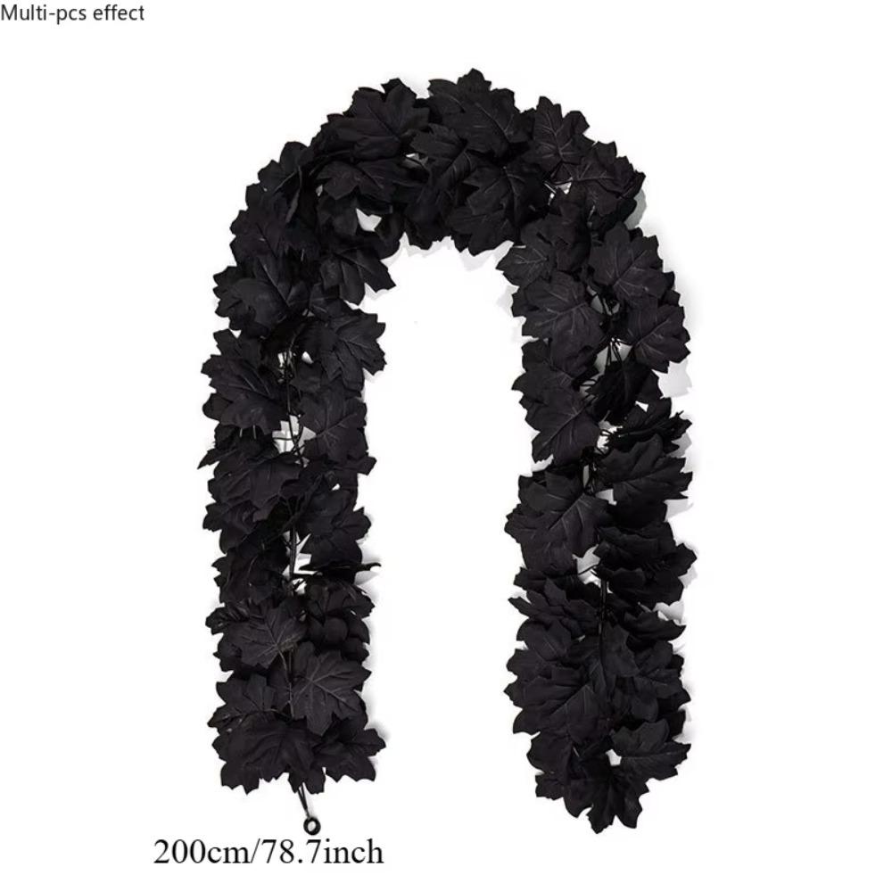 Black Maple Leaf Wreaths Upgraded Artificial Autumn Leaves Halloween Decor for Home Fireplace Stair Window Front Door Ornaments