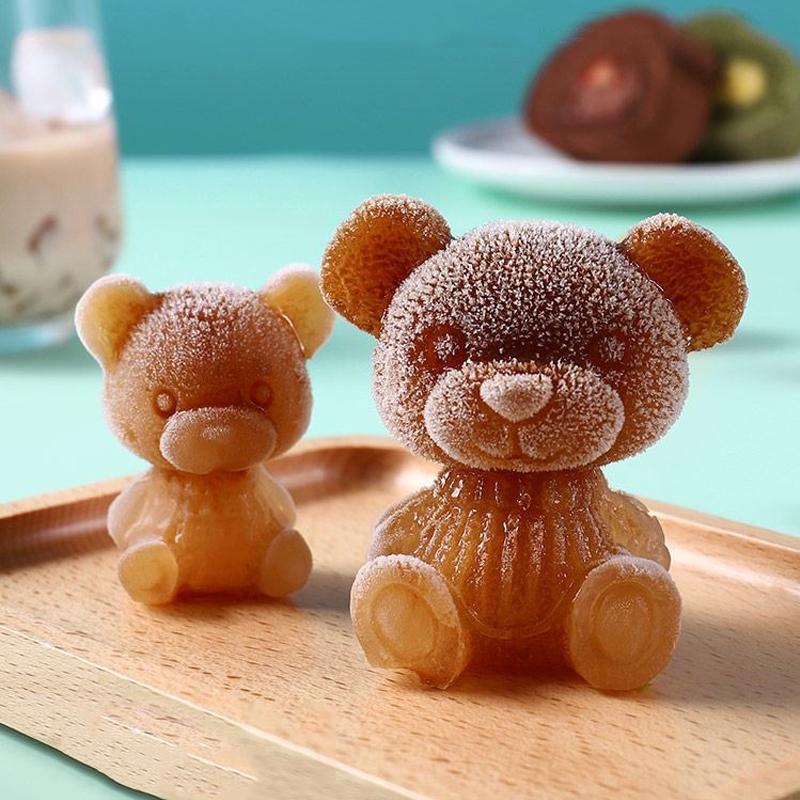 3d Ice Cube Maker Little Teddy Bear Shape Chocolate Cake Mould Tray Ice Cream Diy Tool Whiskey Wine Cocktail Silicone Mold