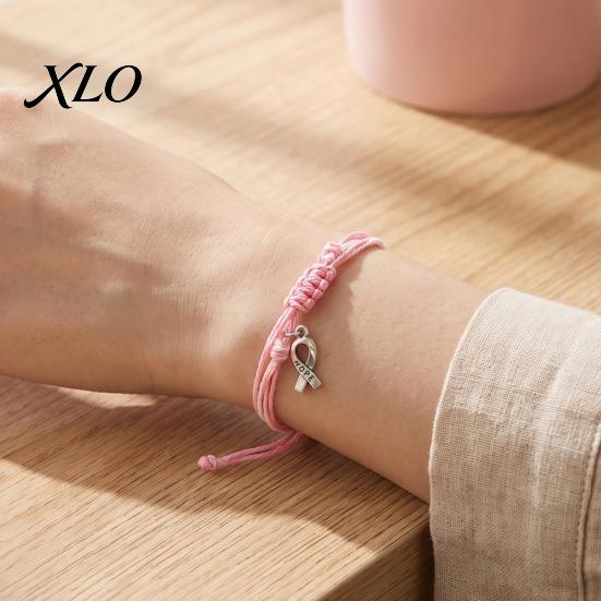 Simple Style Braided Jewelry Breast Cancer Awareness Bracelet for Women, Adjustable Woven String with Versatile Handwoven Wrist Decor Ribbon