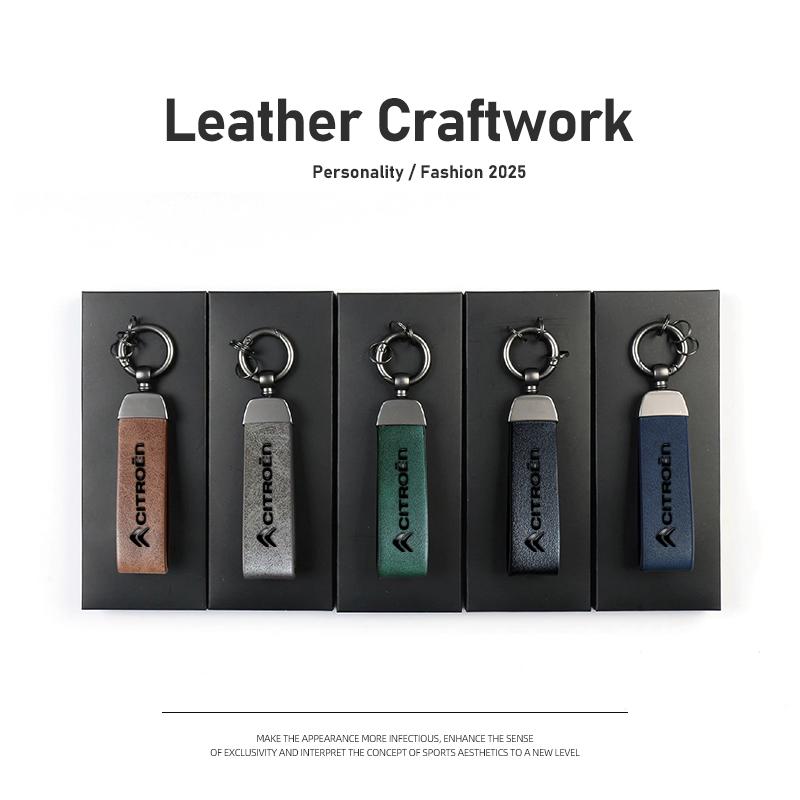 3D Car Badge Leather Keychain Auto Keyring Accessories For Citroen Celysee C6 C3 C5 C1 C2 C4 Aircross Picasso Cactus Berlingo