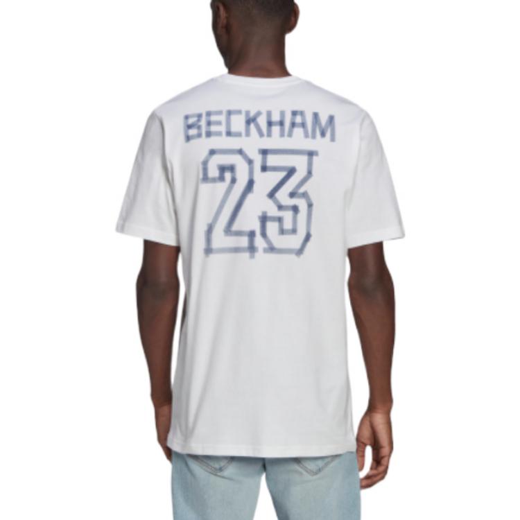Adidas Футболка с буквенно-цифровым принтом Beckham, повседневная футболка с короткими рукавами, мужские топы, белые HC4155
