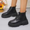Fashion Fashion Platform Combat Boots Women Black Lace Up Chunky Ankle Boots Woman Thick Sole Anti Slip Faux Leather Botas De Mujer 2024