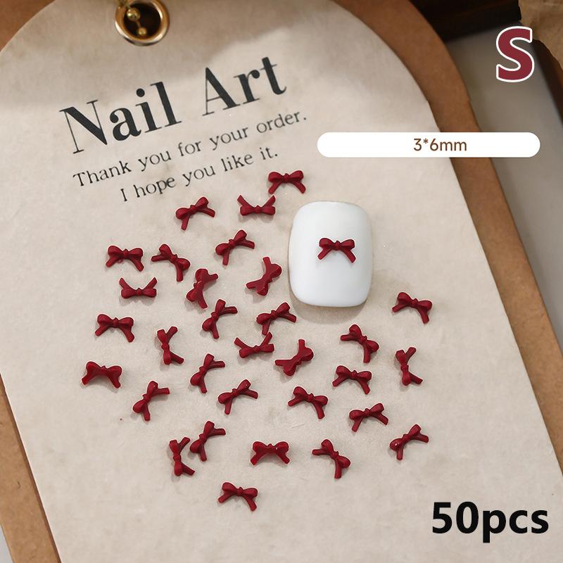 50Pcs Mini Bow Nail Charms Bulk Mix 3D Bowknot Nail Art Decoration Accessories For Diy Manicure Korean Design
