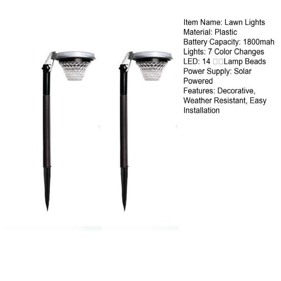 2 Pcs Solar Pathway Lights IP55 Waterproof Solar LED Lawn Lights Outdoor Color Changing Solar Garden Lights for Walkway Patio Yard Decor
