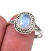 Natural Rainbow Moonstone Gemstone Handmade 925 Sterling Silver Ring S.9.5 J3Q59