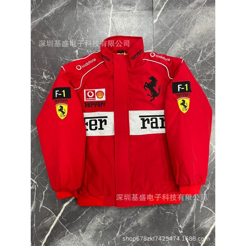 F1 Ferrari Racing Jacket Embroidered Cotton Biker Cycling