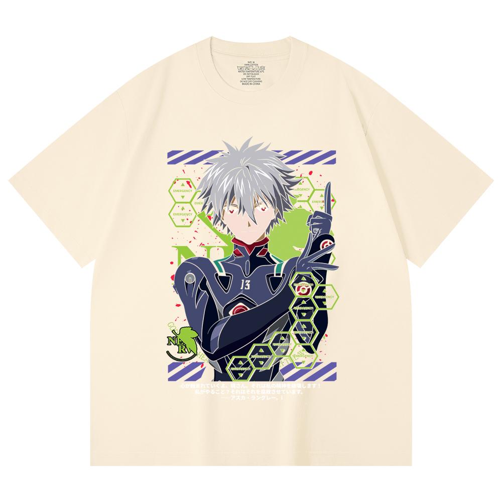 Хлопковая футболка унисекс плотностью 230 г/м² из 100% хлопка с принтом Evangelion V5 Kagoru