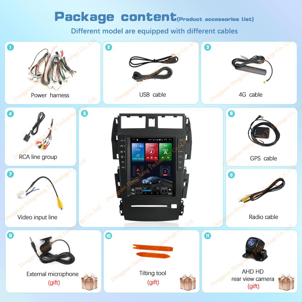 10.4" Для Nissan Teana J31 SM5 2003-2007 Навигационный автомобильный мультимедийный плеер GPS Радио Android12 8+128G 8 ядер CarPlay 4G 360 камера