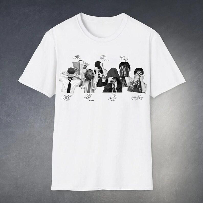 Унисекс футболка с автографами участников Bangtan Arirang, BTS Мировой тур 2026 BT21, Футболка с концерта BTS, Ретро футболка 90-х, Мерч BTS, Подарки для фанатов K-pop музыки