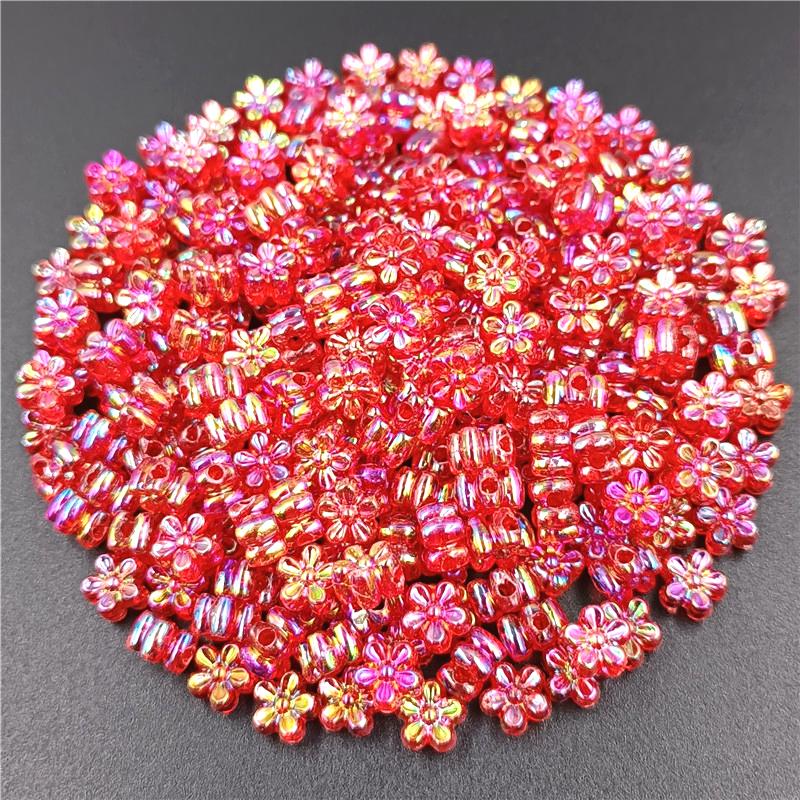 Изысканные свободные 7 мм 80 шт./лот аксессуары ручной работы смешанные бусины с цветком сливы бусины-разделители AB покрытие акриловый браслет ожерелье DIY ручные аксессуары