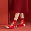 Chinese Style New Year Tube Socks Mid Calf Red Cotton Socks Horse Year Red Socks  Couple