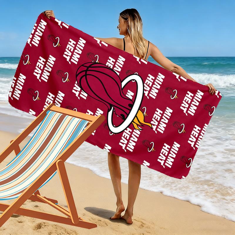 Пляжное полотенце с принтом Miami Heat, большое, мягкое, быстросохнущее, для пляжа, кемпинга, плавания