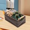 Cabinet Organizer Bin Paper Rope Basket with Wooden Handle Rectangular Stackable Storage for