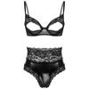 Женский комплект сексуального нижнего белья с открытой чашкой, бюстгальтер без косточек без косточек и трусики-стринги
