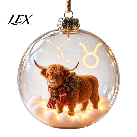 Seasonal Ornaments for Fireplace Lighted Zodiac Christmas Ornament, Glowing Sign Ball with Warm LED, Tree Hanging Baubles 3D Clear Acrylic Pendant