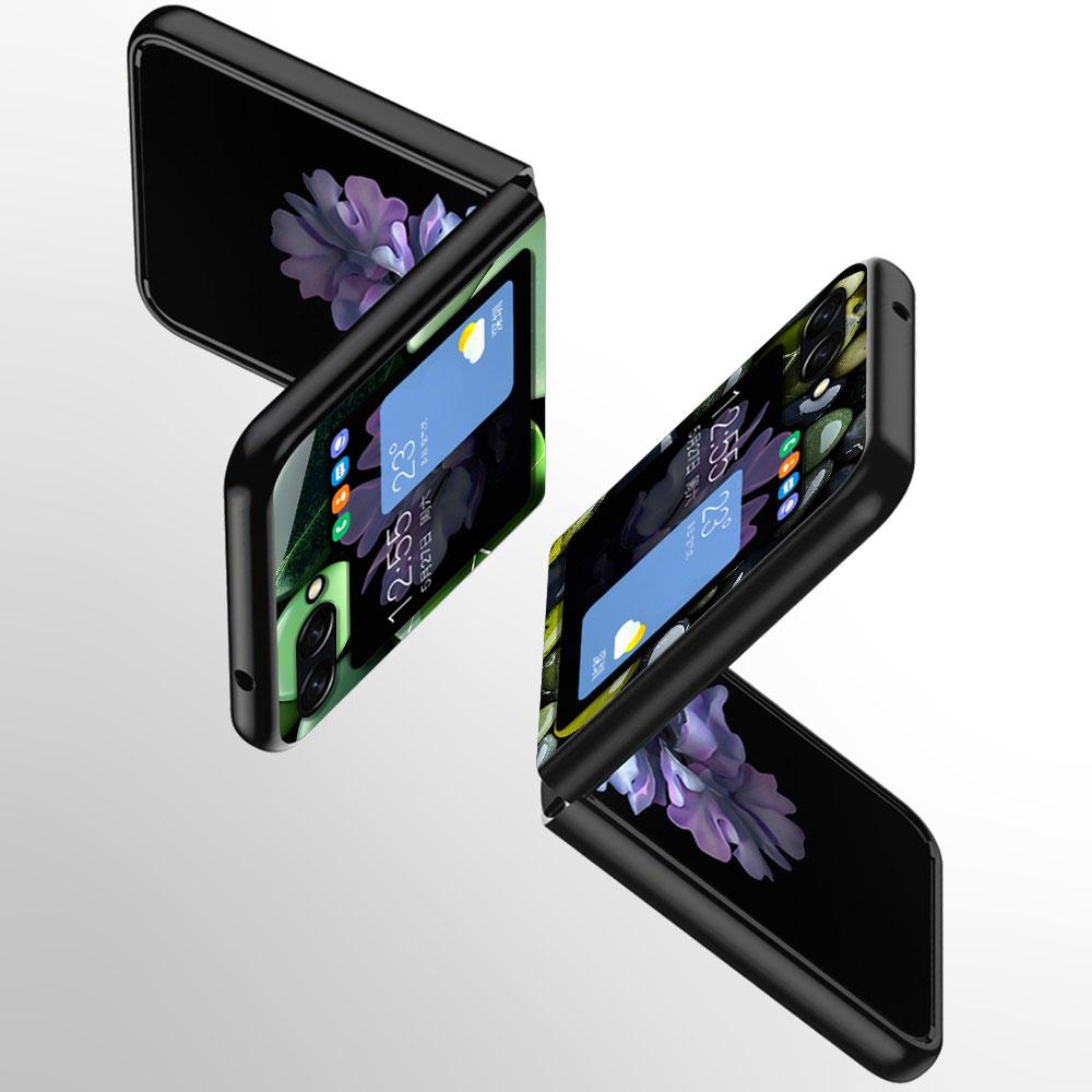 Beautiful Stone Case for Samsung Galaxy Z Flip5 Black PC Phone Cover Z Flip 5 5G Hard Luxury Coque Zflip5 Funda Capa