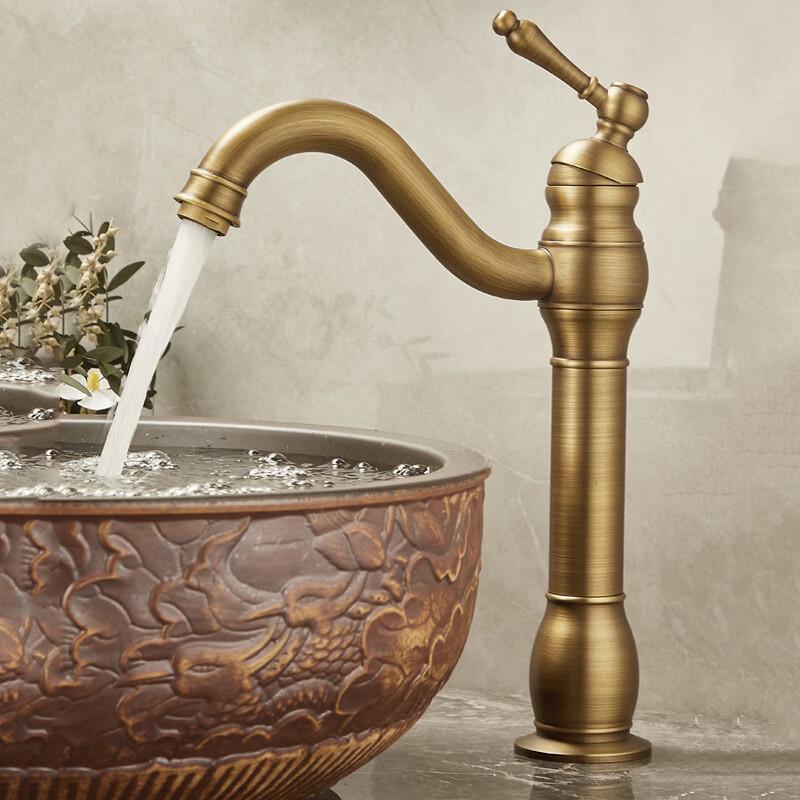 OEING Antique American Style Wall-Mounted Bathroom Faucet (Heightened)