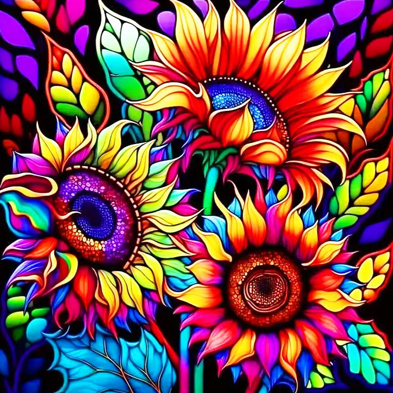 Diy 5d Diamond Mosaic Sunflower Full Round Drill Painting Animal Butterfly New Collection Home Decor Rhinestone