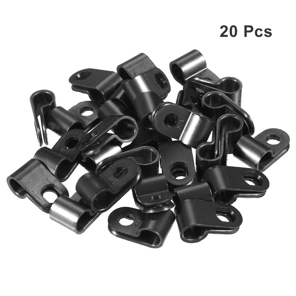 20Pcs Nylon R-Type Cable Clamp Organizer Cord Clips for Wire Management 5/4.8/6.4/15.8mm Black CC-0.5/UC-0.5/UC-1/CC-1/CC-4