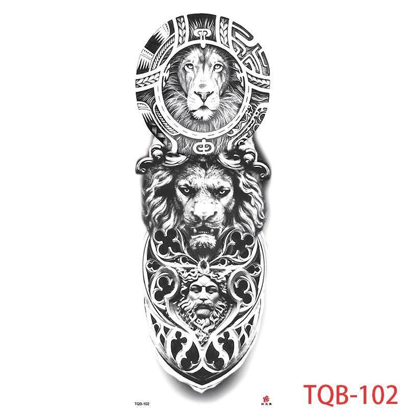 1 PC 480*170MM Large Temporary Tattoos Sleeve for Men Women Full Arm Selleve Tattoos Temporary Realistic Fake Wolf Tiger Lion Tattoo
