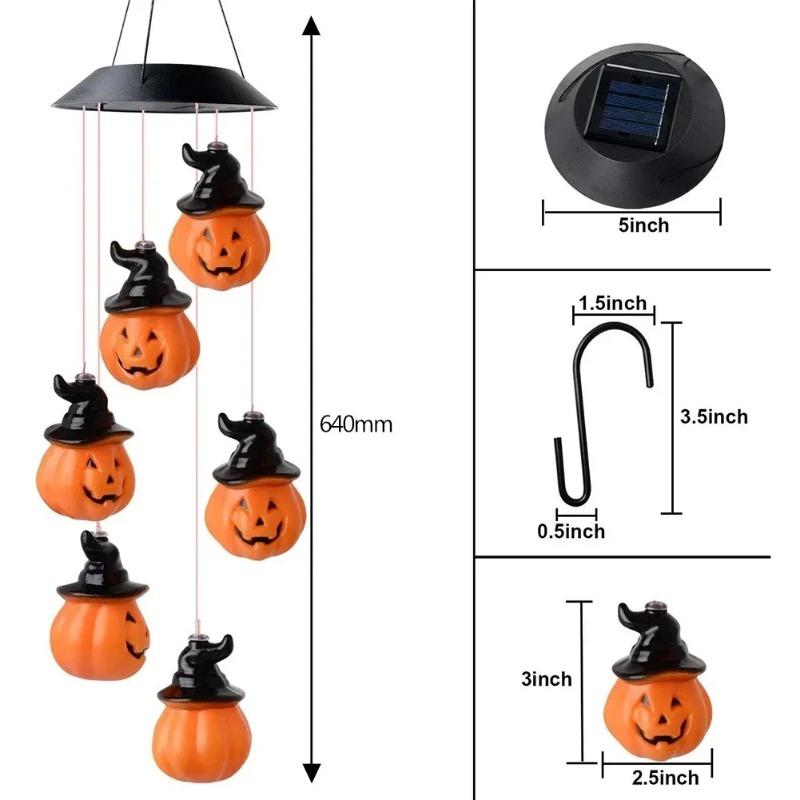 LED Solar Wind Chime Halloween Decoration Crystal Ball Hummingbird Wind Chime Light Color Changing Waterproof Solar Light