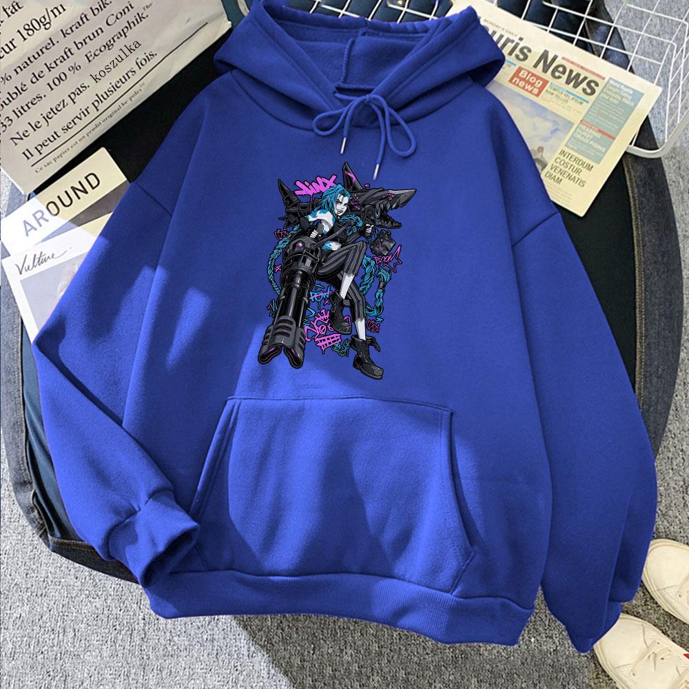 Женское худи Jinx Arcane Game с принтом, толстовки с капюшоном, зимний флис, женская повседневная толстовка с длинным рукавом и карманом