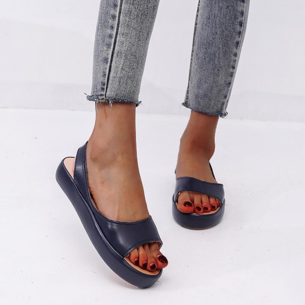 2025 summer new foreign trade large size women's shoes fish mouth flat heel light foot cover casual women's sandals