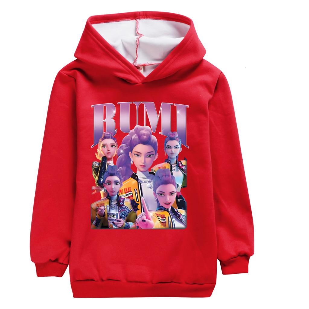 4996 Толстовки с принтом Руми для детей, девочек, K-pop, Руми, Зои, Мира, с длинными рукавами, бархатные, теплые, зимние