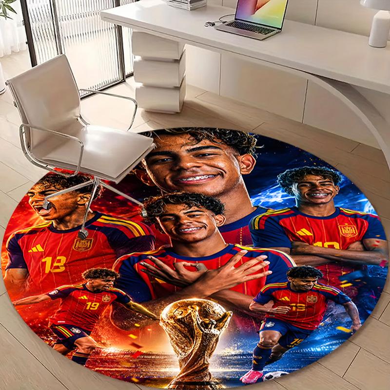 1pc Lamine Yamal Print Round Carpet Chair Round Carpet Suitable for Bedroom Living Room Home Decorative Carpet