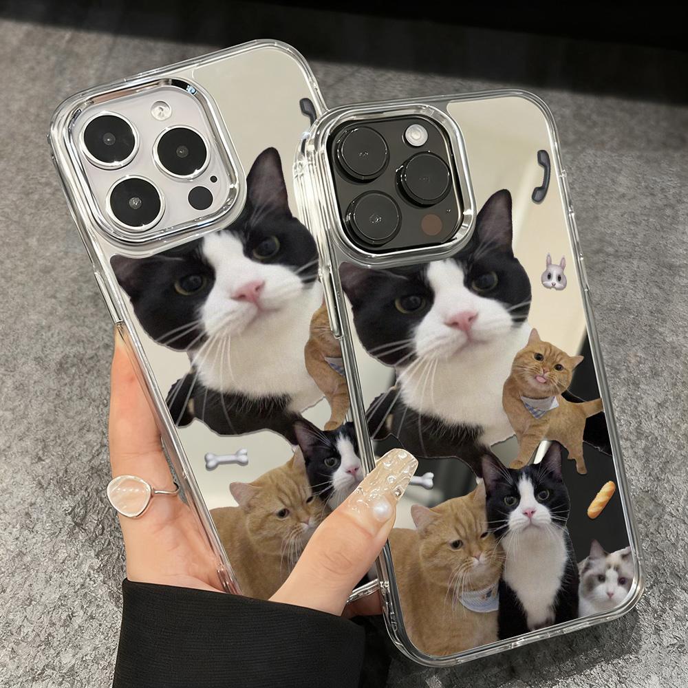 Модный Кошачий Роскошный Зеркало для Макияжа Чехол для Телефона Для IPhone 17e 16e Air Pro Max 17 16 13 11 15 14 12 Животное Funda Противоударный Чехол