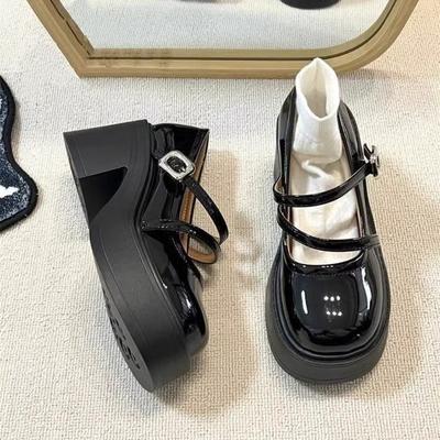 Французские ретро туфли Мэри Джейн на платформе с круглым носком из маленькой кожи, женские новые летние, в британском стиле, на толстом каблуке и высоком каблуке