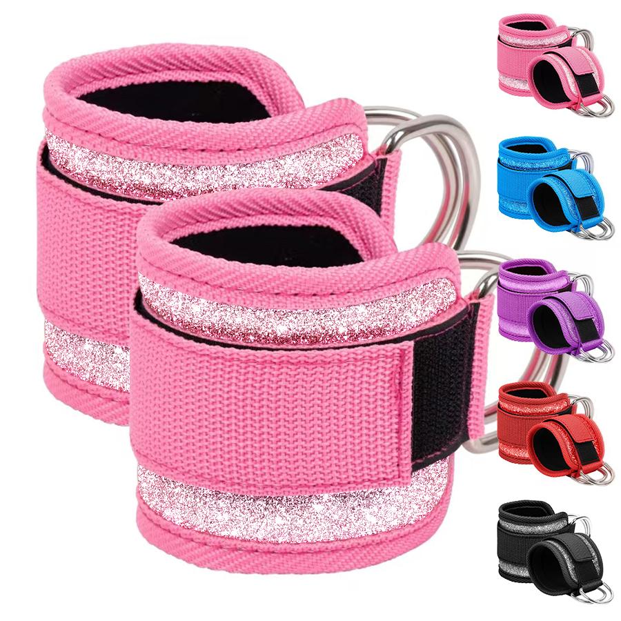 Fitness Puller Fitness Fluorescence Sports Straps Adjustable D-Ring Support Cuffs Ankle Pulley With Buckle Guard Leg Strength Safety Abductors