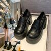 Fashion Thick-soled Small Leather Shoes for Women 2024 Spring New Style Muffin French Loafers British Style Slip-on Shoes for Women