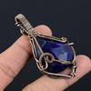 Кулон с синим сапфиром, Кулон с драгоценным камнем ручной работы, Кулон, обернутый медной проволокой 999 пробы, Антикварное украшение, Для подарка на помолвку