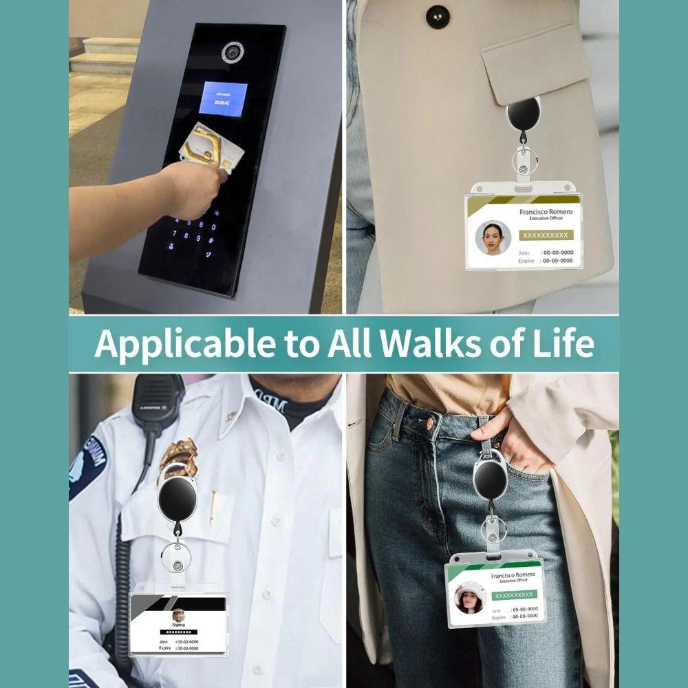 Держатель для бейджа с катушкой для бейджей, растягивающийся, с двумя отделениями для карт, для офисных работников