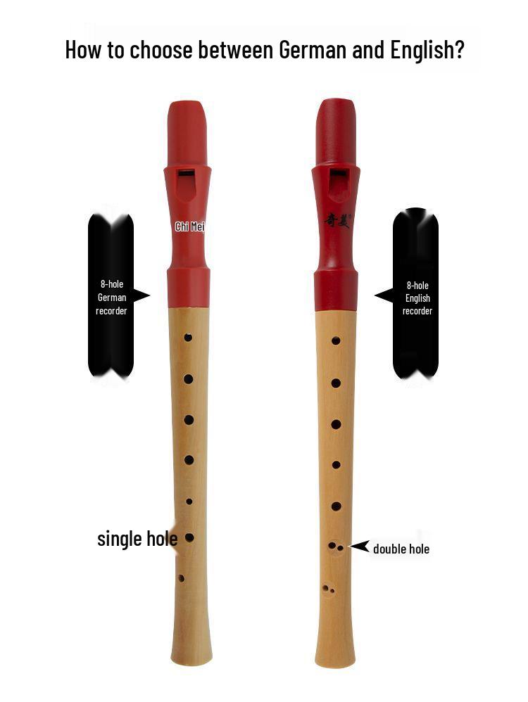 Chime Soprano Recorder: Half-Wood, Six/Eight-Hole, German/English Fingering, for Adults & Children.