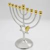 62KD Hanukkah Menorah 9 Branch Holder Stand Candelabras Vintage Golden Leaf Electroplate Stand Decor