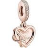 Charm - PANDORA - Amour et Famille - Argent sterling - Or rose 14 carats - Zircone cubique